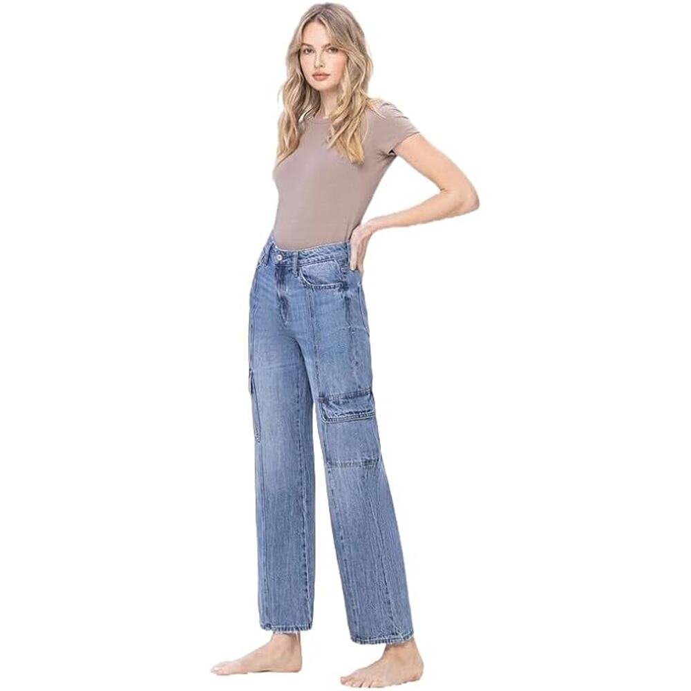 Vervet by Flying Monkey High Rise Dad Cargo Jeans - V3418 - Size 28 - Picture 2 of 4